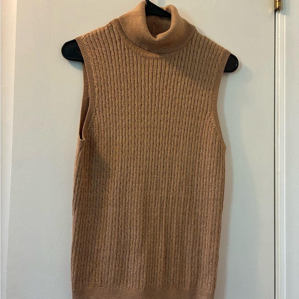 JEANNE PIERRE Sleeveless Cowl Neck Sweater - Beige